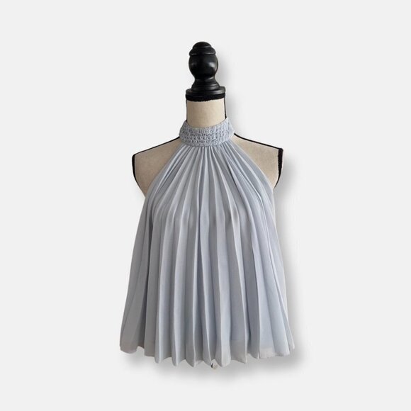 Intermix light blue pleated halter blouse size M - Picture 1 of 4